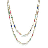 100896, DAINTY RECTANGLE ACCENT DOUBLE LAYERED NECKLACE