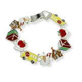 100901, SCHOOL THEME ENAMEL MAGNETIC CLOSURE BRACELET