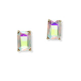 100915, RECTANGLE RHINESTONE STUD EARRING