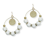 100916, ROUND TEXTURED CHARM WITH WOOD BEADED EARRING