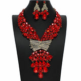 100923, TEARDROP ACCENT RHINESTONE EVENING NECKLACE SET