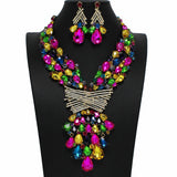 100923, TEARDROP ACCENT RHINESTONE EVENING NECKLACE SET