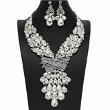 100923, TEARDROP ACCENT RHINESTONE EVENING NECKLACE SET