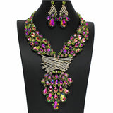 100923, TEARDROP ACCENT RHINESTONE EVENING NECKLACE SET