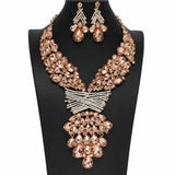 100923, TEARDROP ACCENT RHINESTONE EVENING NECKLACE SET