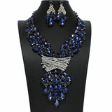 100923, TEARDROP ACCENT RHINESTONE EVENING NECKLACE SET