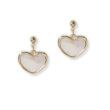 100929, MOTHER OF PEARL HEART DANGLE DESIGNER INSPIRED EARRING