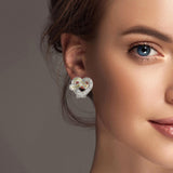 100931, HEART CUBIC ZIRCONIA DESIGNER INSPIRED EARRING