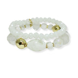 100937, SEMI PRECIOUS STONE MULTI LAYERED BEADED STRETCH BRACELET