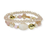 100937, SEMI PRECIOUS STONE MULTI LAYERED BEADED STRETCH BRACELET