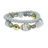 100937, SEMI PRECIOUS STONE MULTI LAYERED BEADED STRETCH BRACELET