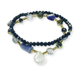 100939, FRESHWATER PEARL ACCENT MULTI LAYERED BEADED STRETCH BRACELET