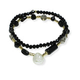 100939, FRESHWATER PEARL ACCENT MULTI LAYERED BEADED STRETCH BRACELET