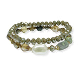 100940, FRESHWATER PEARL MULTI LAYERED BEADED STRETCH BRACELET