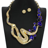 100947, SNAKE RHINESTONE STATEMENT NECKLACE