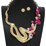 100947, SNAKE RHINESTONE STATEMENT NECKLACE