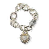 100962, HEART CUBIC ZIRCONIA CHARM DESIGNER INSPIRED MAGNETIC BRACELET