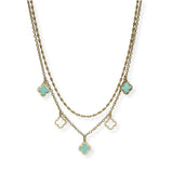 100980, ENAMEL CLOVER CHARM DOUBLE LAYERED NECKLACE