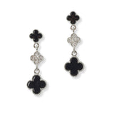 100982, CLOVER CRYSTAL RHINESTONE ACCENT DROP DANGLE EARRING