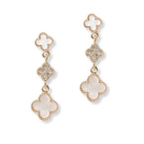 100982, CLOVER CRYSTAL RHINESTONE ACCENT DROP DANGLE EARRING
