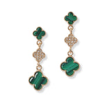100982, CLOVER CRYSTAL RHINESTONE ACCENT DROP DANGLE EARRING