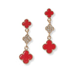 100982, CLOVER CRYSTAL RHINESTONE ACCENT DROP DANGLE EARRING