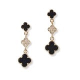 100982, CLOVER CRYSTAL RHINESTONE ACCENT DROP DANGLE EARRING