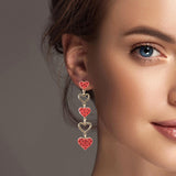 100986, HEART CRYSTAL RHINESTONE DROP DANGLE EARRING