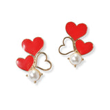 100989, ENAMEL HEART WITH PEARL EARRING