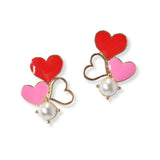100989, ENAMEL HEART WITH PEARL EARRING