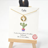 101005, GOLD DIPPED, "CACTUS" CUTOUT PENDANT NECKLACE