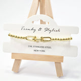 101007, BALL PAPER CLIP STAINLESS STEEL BALL BEADED STRETCH BRACELET