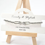 101007, BALL PAPER CLIP STAINLESS STEEL BALL BEADED STRETCH BRACELET