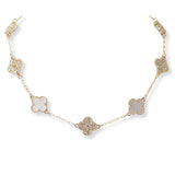 101010, CLOVER CRYSTAL RHINESTONE STATION NECKLACE