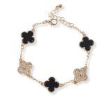101011, CLOVER CRYSTAL RHINESTONE STATION BRACELET