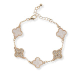 101011, CLOVER CRYSTAL RHINESTONE STATION BRACELET