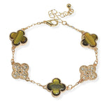 101011, CLOVER CRYSTAL RHINESTONE STATION BRACELET
