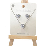 101015, HEART CUBIC ZIRCONIA PENDANT NECKLACE