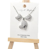 101018, HEART CRYSTAL RHINESTONE PENDANT NECKLACE