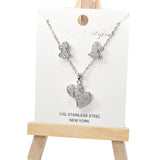 101019, DOUBLE HEART CRYSTAL RHINESTONE PENDANT NECKLACE