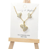 101019, DOUBLE HEART CRYSTAL RHINESTONE PENDANT NECKLACE
