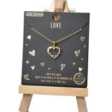 101026, GOLD DIPPED, "LOVE" HEART CUBIC ZIRCONIA CHARM NECKLACE
