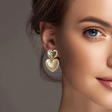 101040, DOUBLE HEART DANGLE EARRING
