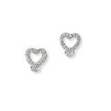 101042, 14K GOLD PLATED, HEART CUBIC ZIRCONIA STUD EARRING