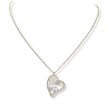 101048, 14K GOLD PLATED, MOTHER OF PEARL HEART DESIGNER INSPIRED PENDANT NECKLACE