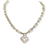 101061, 14K GOLD PLATED, DESIGNER INSPIRED CLOVER CHARM NECKLACE