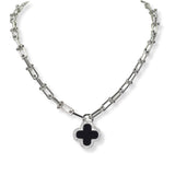 101061, 14K GOLD PLATED, DESIGNER INSPIRED CLOVER CHARM NECKLACE