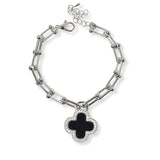 101062, 14K GOLD PLATED, DESIGNER INSPIRED CLOVER CHARM BRACELET