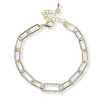101066, 14K GOLD PLATED, DESIGNER INSPIRED CUBIC ZIRCONIA ACCENT CHAIN BRACELET