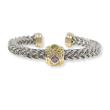 101073, 14K GOLD PLATED, DESIGNER INSPIRED CUBIC ZIRCONIA CUFF CABLE BRACELET